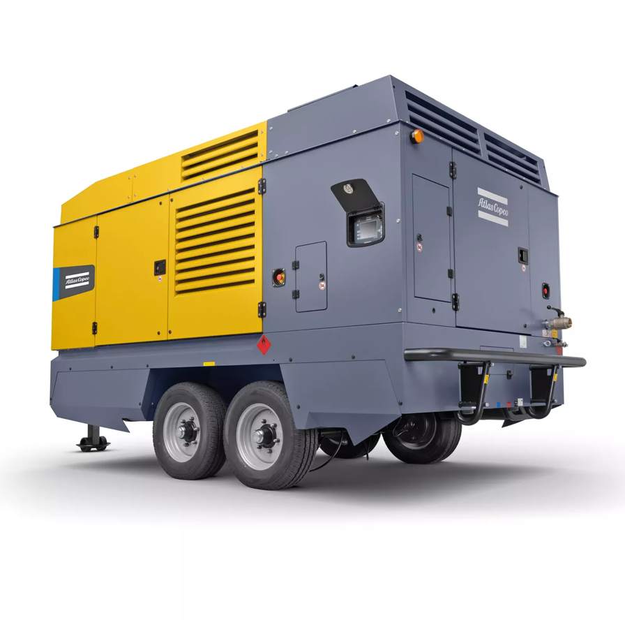 Atlas Copco, Schraubenkompressor, Baustellenkompressor, Kompressor, mobil, Luftpumpe, Fahrbarer Baukompressor, Portable Air Compressor,