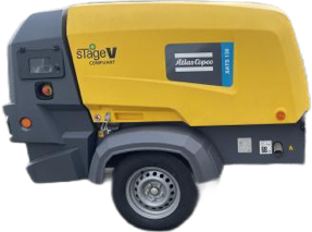 Atlas Copco, Schraubenkompressor, Baustellenkompressor, Kompressor, mobil, Luftpumpe, Fahrbarer Baukompressor, Portable Air Compressor,